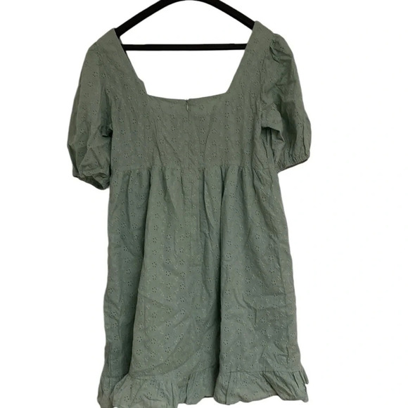 Lola May Green Sage Puff Sleeves Square Neck Dress NWT Size 10 - Picture 5 of 13